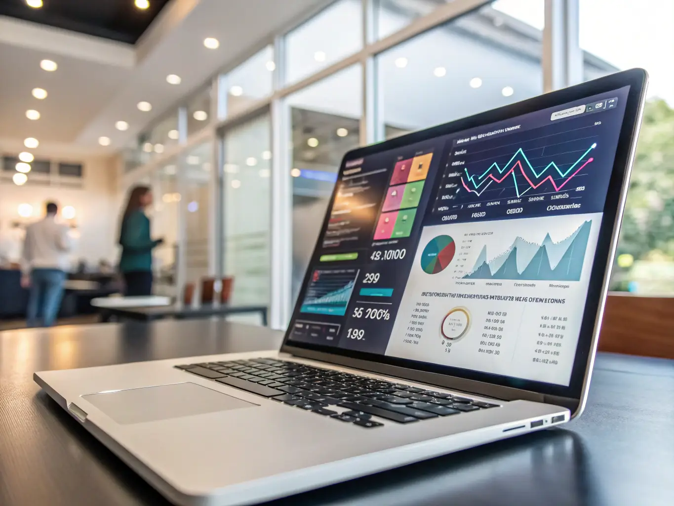 A visual of a digital ad dashboard showing campaign metrics and growth graphs, reflecting ZARX Agency's performance ads management.