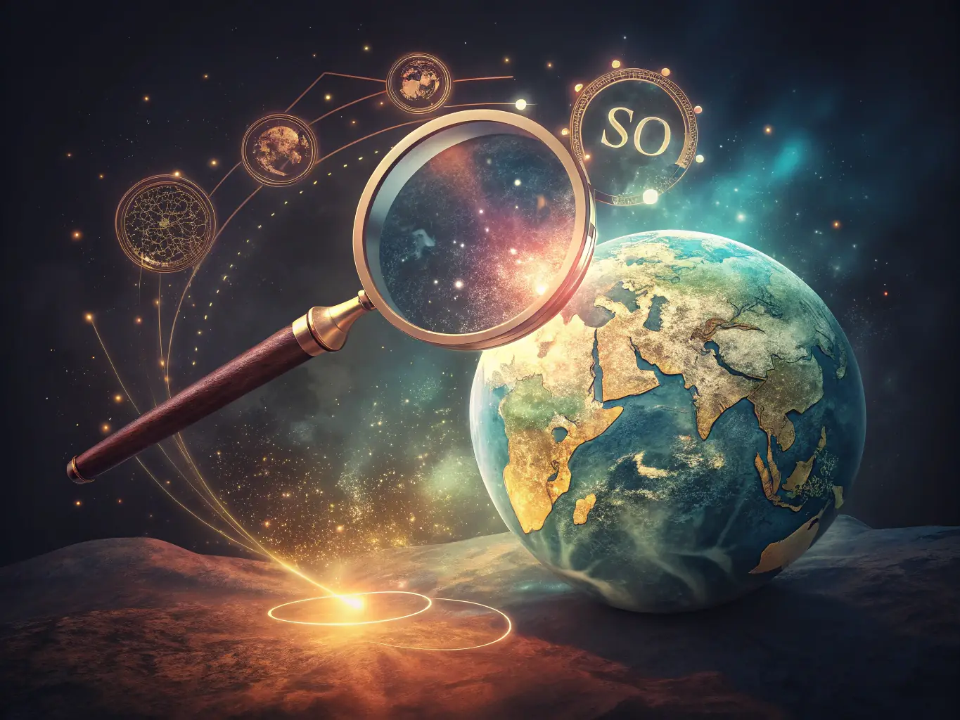 A multilingual SEO strategy illustration, showcasing keyword research, content optimization, and link building to improve organic search rankings in multiple languages for ZARX Agency's clients.