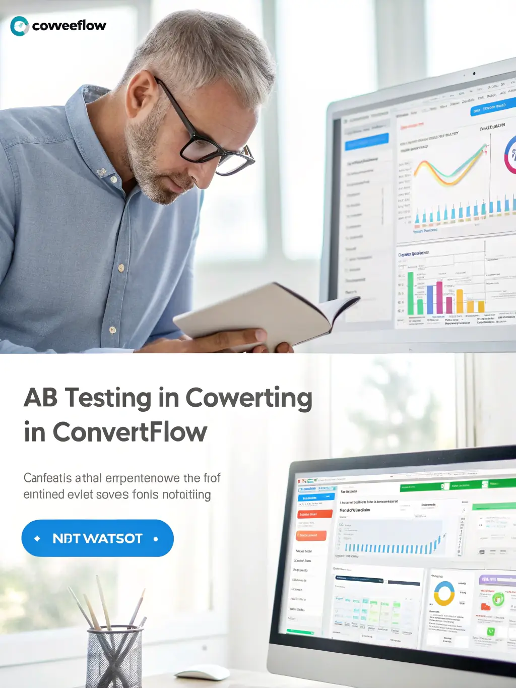 A website interface showcasing A/B testing results, with a clear winner demonstrating a significant increase in conversion rates, highlighting the guide's conversion-boosting practices.